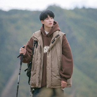 Japanese cityboy Tooling Cotton Vest Cotton-padded Jacket Men's Winter Thickened Warm Loose Functional Waistcoat