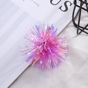 Cross-border handmade colorful bright silk ball hair clip fashion children colorful gold silk clip holiday party decorative hair accessories