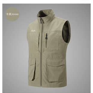 Outdoor leisure fishing advertising supermarket vest manufacturers army green breathable comfortable work clothes team waistcoat embroidery