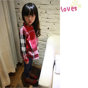 Children's Wear Plaid Shirt 2024 Spring and Autumn New British Style Fashion Shirt Children's and Girls' Top Baby Shirt