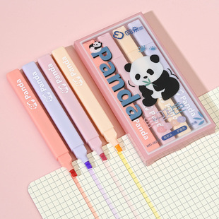 Cartoon oblique head hand account pen new panda highlighter suit natural color student square pole stroke key marker pen