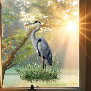 MK1585 New Vintage Chinese Style Grass Crane Decoration Mural Living Room Study Bedroom Background Wall Sticker Decoration