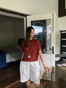 6569 Suyu Summer Simple Cotton and Linen Wide-Leg Straight Shorts Korean Retro High-Waist Slim Casual Versatile Five-Point Pants