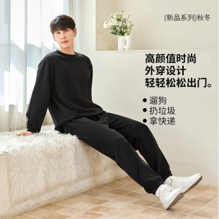 2024 new sleeping clothes can be worn outside bear fragrant suit men's autumn and winter new season thick fleece-lined warm