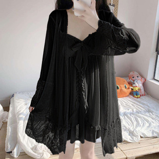 Girl's Youth Court Style High-end Thin Summer Age-reducing Lace Sexy Sling Sling Pajamas Women's Two-piece Set Wholesale