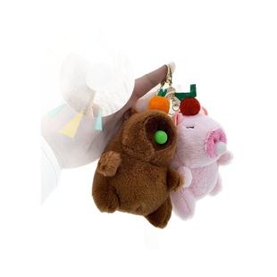 Creative Bubble Spit Squeaking Cappibala Plush Keychain Women's Cute Capybara Schoolbag Hanging Grasping Doll
