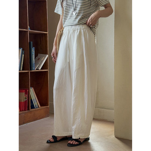 【Cool Milk Leather Pants】Ge Ming Wide-Leg Straight Casual Pants for Women, New Summer Style for Petite Figures, Nine-Tenths Length Pants N130C