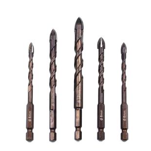 Cross-border four-blade cross drill suit multi-functional ceramic tile glass concrete hand electric drill alloy drill bit baked yellow