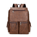 Cross-border exclusive for new retro PU leather backpack men's trendy fashion college student schoolbag leisure computer bag