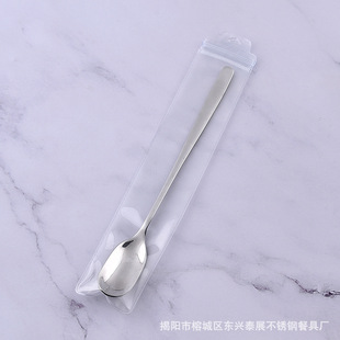 304 Stainless Steel Spoon Long Handle Ice Spoon Ice Cream Spoon Beverage Coffee Stirring Spoon Honey Spoon Factory Direct Sale