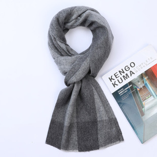 100 Pure Wool Scarf Autumn and Winter New Style Striped Scarf Warm High-end Gift-giving All-match Small Thick Scarf for Girlfriend