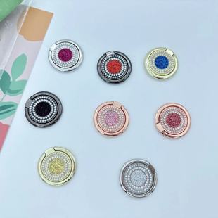 Creative paste type 360 degree rotating support desktop glitter metal ring buckle drop-proof foldable mobile phone holder