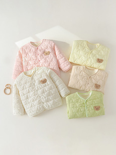 Baby Starting Point Autumn and Winter 2024 New Boys and Girls Candy Color Cute Comfortable fleece-lined Cotton Baby Warm Cotton Coat