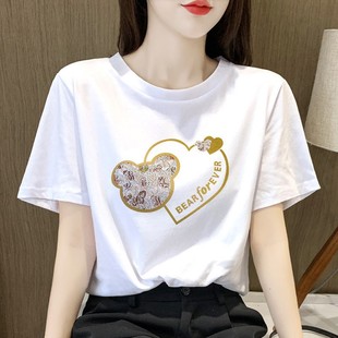European Pure Cotton White Short-Sleeved Women's T-Shirt Summer 2025 New Loose Slimming Look Butt-Covering Inner Bottoming Shirt Top