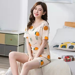 2025 New Arrival Pajamas Women's Short Sleeve Summer suit Korean Style Student Sweet Cute Cartoon Loose plus size Home Clothes