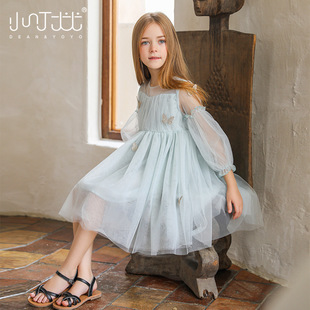 2025 new girls dress western style princess dress summer dress gauze skirt big children's little girl puffy skirt super fairy