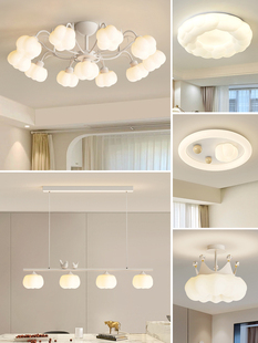 Living Room Lamp Cream Style Flower Full Spectrum Eye Protection Ceiling Lamp Modern Simple Sense Hall Main Lamps Whole House