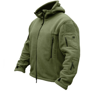 Foreign trade new men's outdoor warm fleece jacket cold-proof jacket solid color hooded jacket one-piece delivery