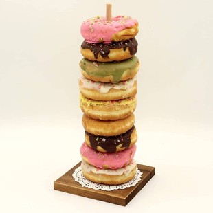 Wooden Creative Donut Display Stand Cake Display Stand Solid Wood Birthday Party Decoration