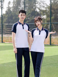 Summer school uniform short sleeve junior Senior high school primary school students suit men's and women's sports college two-piece factory T-shirt class uniform