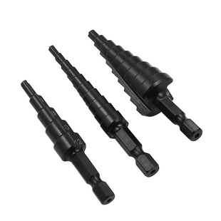Hexagonal handle nitrided black straight groove step drill 3-12 4-12 4-20 high speed steel pagoda drill hole opener suit
