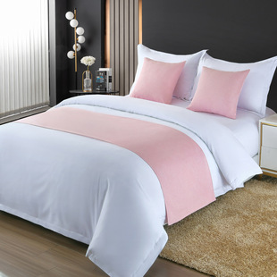 Hotel Solid Color Ribbon Bed Flag Hotel Bedding Solid Color Bed Tail Simple Homestay Bed Flag