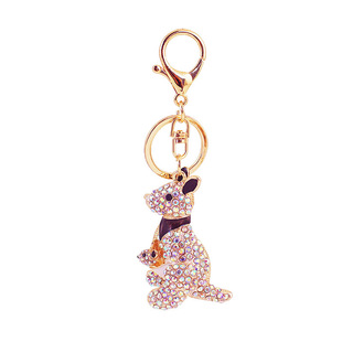 Rhinestone Kangaroo Parent-child Animal Cartoon Keychain Accessories Pendant Key Chain for Girlfriend Bag Buckle Bag Hanging Buckle 1297