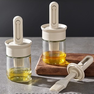 Retractable silicone oil brush bottle brush integrated glass oil pot high temperature food grade household barbecue brush wholesale
