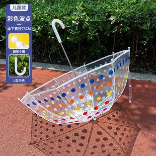 Wind-resistant large pure transparent umbrella automatic long handle umbrella hot sale umbrella set Internet celebrity fresh windproof plastic transparent umbrella