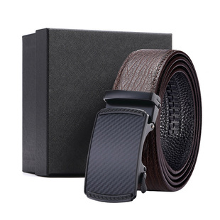Belt men's high-grade water ripple leather belt business gift custom printed logo pants belt first layer cowhide