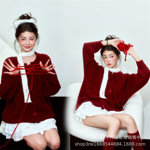 Photo Studio Photography Theme Clothing Personal Photo Photography Clothing Red Sweater Photography suit Ankora Red Christmas
