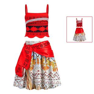 Moana Red Sling 2-piece Set dress Moana Cosplay Performance Dress Moana Princess Dress