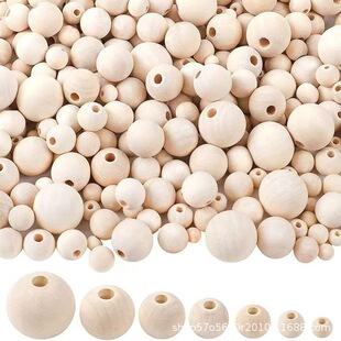 Log color perforated wood round beads 6-50mm wood beads bulk batch wood handmade wooden diy loose beads wholesale