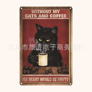 Cat logo tin decorative painting bar restaurant theme decoration Amazon manufacturers supply SIGN