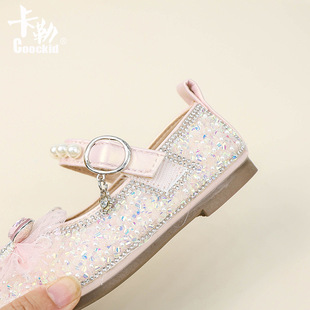 Girl's Shoes Princess Shoes 2025 Summer New Children's Crystal Shoes Little Girl's Single-layer Shoes Baby's Spring and Autumn Aisha Leather Shoes
