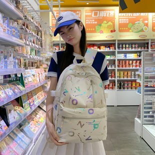 Japanese Letter Printed Backpack Women's Campus All-match Refreshing Backpack Cute Junior High School Student Schoolbag Women