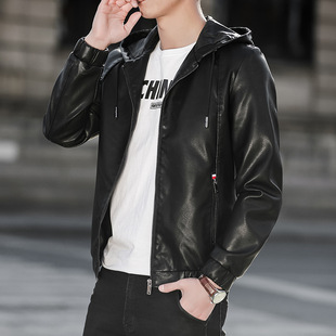 2023 Spring and Autumn New Men's Fashionable Popular Korean Slim-fit Thin Fashionable Leather Jacket Men's Coat Leather Jacket