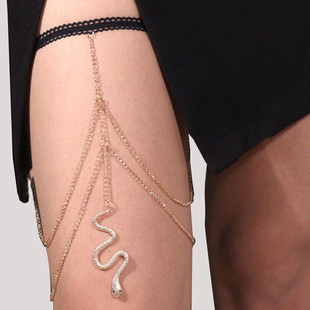 European and American fashion bohemian sexy jewelry leg ring claw drill long tassel snake pendant female thigh chain body chain
