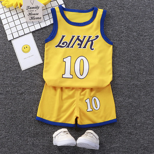 Children's Basketball Uniform Short-sleeved Suit Boys Summer Clothes Girls Summer Thin Mesh Baby Vest Quick-drying Two-piece Set