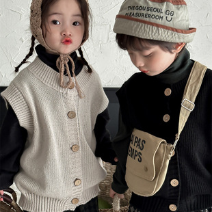 Jiaye Children Pin 2024 Детские весенние шерстяные кардиганы для мужчин и женщин Baby Mori Ретро Жилет Топ