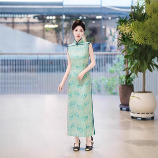 3539 New Cheongsam 2025 New Chinese Style Elegant Elegant Long Old Shanghai Celebrity Performance dress