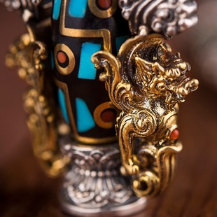 Amitabha nine-eye beads pendant men's necklace retro national tide body protection jewelry factory direct sales