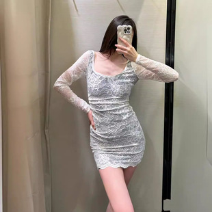 Foreign trade women's 2024 ZA series pure wind backless slim sexy lace short dress 2484121