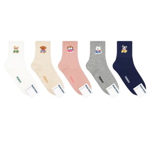 Cross-border Spring Mid-tube Women's Cotton Socks Japanese Cute Color Pet Dog Letter vividcolor South Korea Socks
