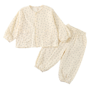 Children's Pajamas Cotton Gauze Category A 2025 New Spring and Autumn Long Sleeve suit Baby Home Clothes for Boys and Girls