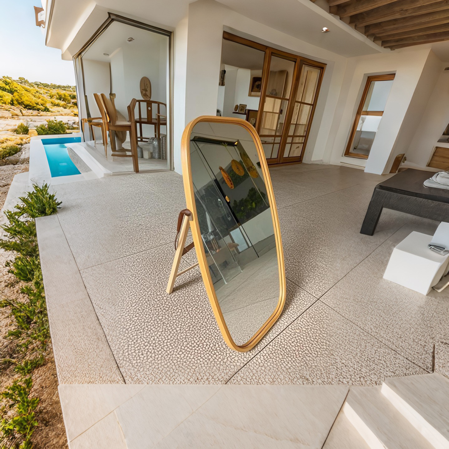 New Style Log Bathroom Mirror Makeup Mirror Wall Hanging Mirror Round Mirror Fitting Mirror Dressing Mirror Beauty Mirror Bedroom Dressing Mirror