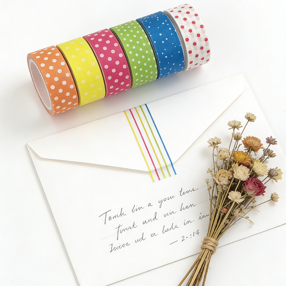 Red Polka Dot Journal Paper Tape, Fresh and Cute Green Floral Dots DIY Journal Tape, Decorative Washi Tape
