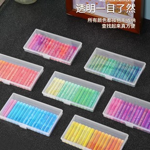 Portable oil painting stick storage box small travel portable transparent plastic children Gole Merlot color pen crayon empty box