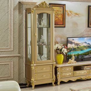 Marble TV Cabinet European Style Solid Wood Coffee Table TV Cabinet Corner Table Combination Living Room Small Apartment Luxury Furniture Set