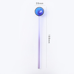 Creative Milk Dessert Spoon Color Pastoral Transparent High Temperature Resistant Glass Spoon Cute Long Handle Coffee Stirring Round Spoon